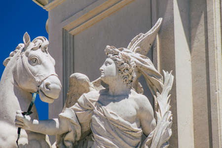 Lisbon Portugal july 28, 2020 View of a monument in the downtown area of Lisbon, the hilly coastal capital city of Portugal and one of the oldest cities in Europeのeditorial素材