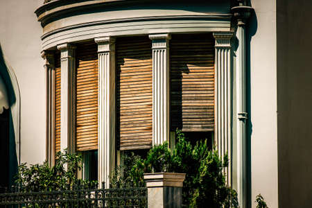 View of the facade of an old house in Greece