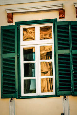View of the facade of an old house in Greeceの写真素材