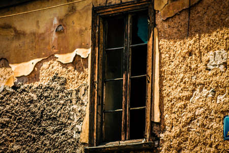 View of the facade of an old house in Greeceの写真素材