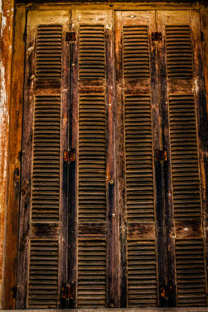 View of the facade of an old house in Greeceの写真素材
