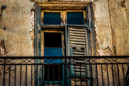 View of the facade of an old house in Greeceの写真素材