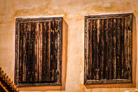 View of the facade of an old house in Greeceの写真素材