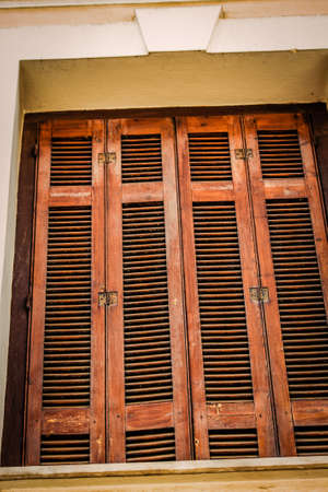 View of the facade of an old house in Greeceの写真素材