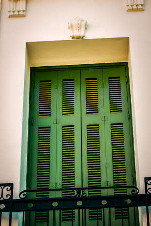 View of the facade of an old house in Greeceの写真素材