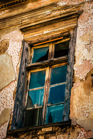 View of the facade of an old house in Greeceの写真素材