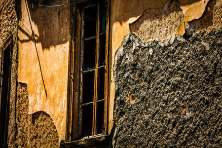View of the facade of an old house in Greeceの写真素材