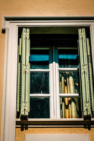 View of the facade of an old house in Greeceの写真素材