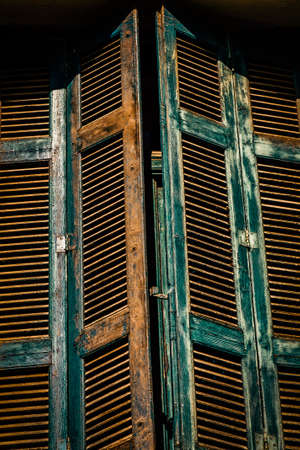 View of the facade of an old house in Greeceの写真素材