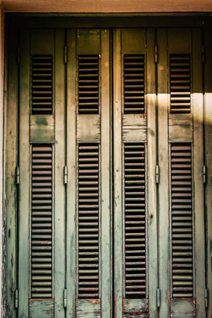 View of the facade of an old house in Greeceの写真素材