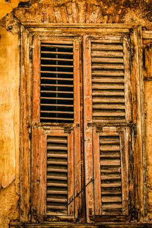 View of the facade of an old house in Greeceの写真素材