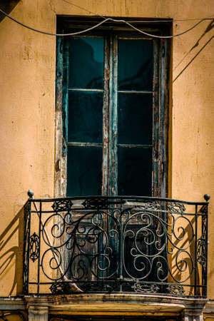 View of the facade of an old house in Greeceの写真素材