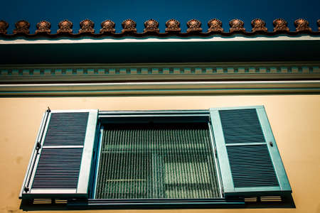 View of the facade of an old house in Greece