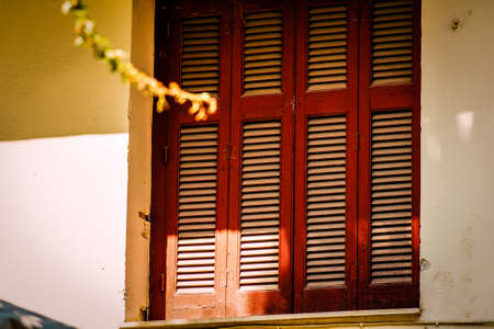 View of the facade of an old house in Greeceの写真素材