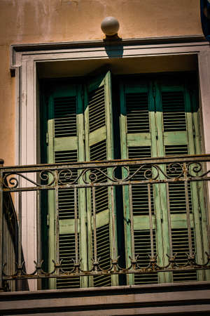 View of the facade of an old house in Greeceの写真素材