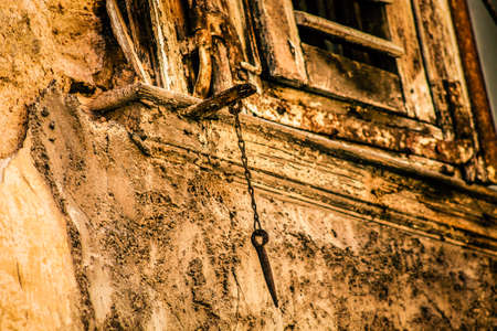 View of the facade of an old house in Greeceの写真素材