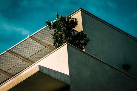 View of the facade of a modern building in the streets of Tel Aviv in Israel
