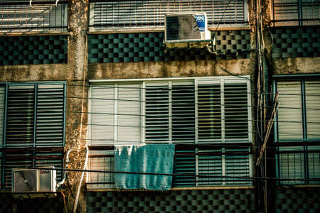 View of the facade of a modern building in the streets of Tel Aviv in Israelの写真素材