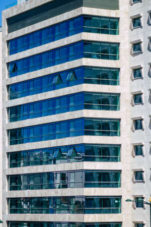 Lisbon Portugal july 25, 2020 View of the facade of modern buildings in the downtown area of Lisbon, the hilly coastal capital city of Portugal and one of the oldest cities in Europeのeditorial素材
