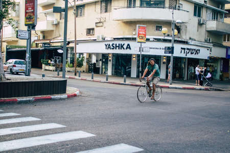 Tel Aviv Israel October 10, 2020 View of an unidentified people with a face mask to protect from the...