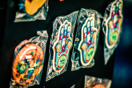 Closeup of decorative item sold in a souvenir shop for tourist in the downtownの写真素材