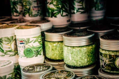 Closeup of decorative item sold in a souvenir shop for tourist in the downtownの写真素材