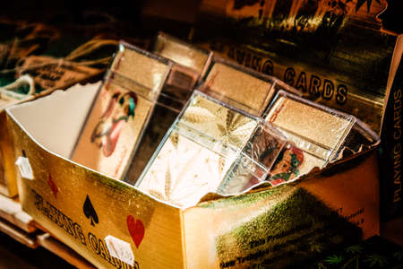 Closeup of decorative item sold in a souvenir shop for tourist in the downtownの写真素材