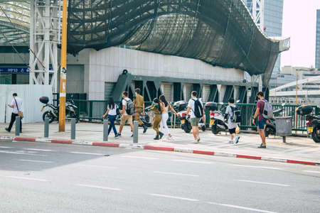 Tel Aviv Israel October 28, 2020 View of unidentified Israeli people walking in the streets during...