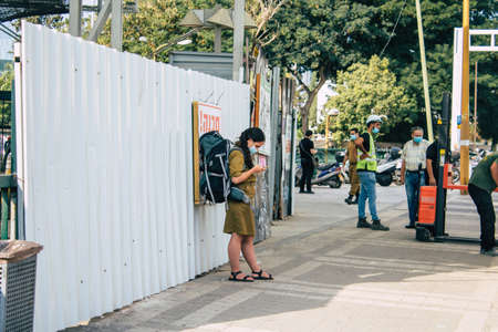 Tel Aviv Israel October 28, 2020 View of unidentified Israeli people walking in the streets during...