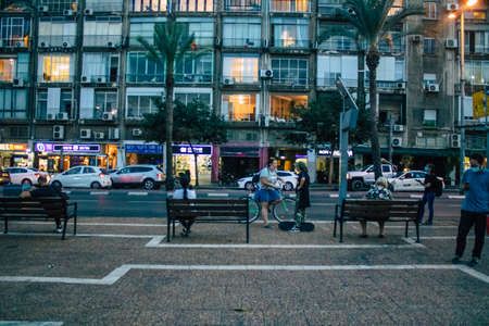 Tel Aviv Israel October 27, 2020 View of unidentified Israeli people walking in the streets during...