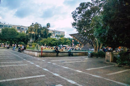 Tel Aviv Israel October 27, 2020 View of unidentified Israeli people walking in the streets during the Coronavirus outbreak and the lockdown to enforce containment of the populationのeditorial素材