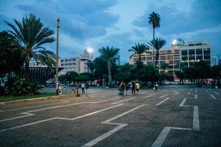 Tel Aviv Israel October 27, 2020 View of unidentified Israeli people walking in the streets during...