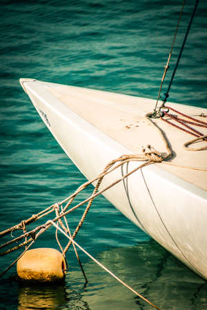Closeup of a boat moored in the marina