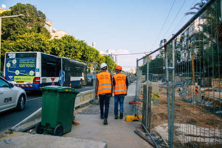 Tel Aviv Israel November 15, 2020 View of the construction site of the new Light Train of Tel Aviv...