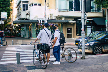 Tel Aviv Israel November 11, 2020 View of unidentified people rolling in the streets of Tel Aviv...