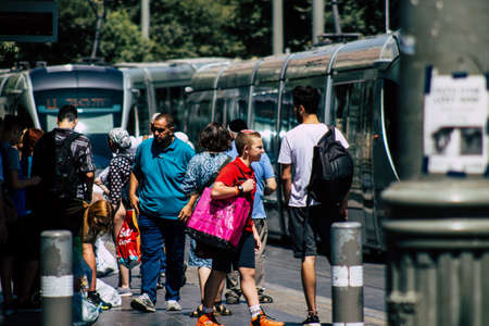 Jerusalem Israel, 2019 View of unidentified Israeli people walking in Jaffa street before the coronavirus outbreak hitting Israelのeditorial素材