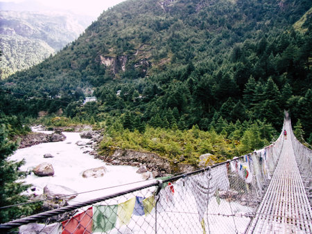 Everest Nepal September 30, 2018 View of the landscape and the way to Everest Base camp, trek in...