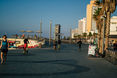 Tel Aviv Israel December 20, 2020 View of unidentified Israeli people walking in the streets of Tel Aviv during lockdown and Coronavirus outbreak hitting Israelのeditorial素材