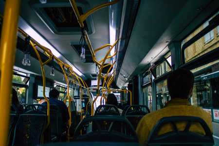 Tel Aviv Israel December 22, 2020 View of unidentified Israeli person with a face mask to protect themself traveling by city bus during lockdown and Coronavirus outbreak hitting Israelのeditorial素材