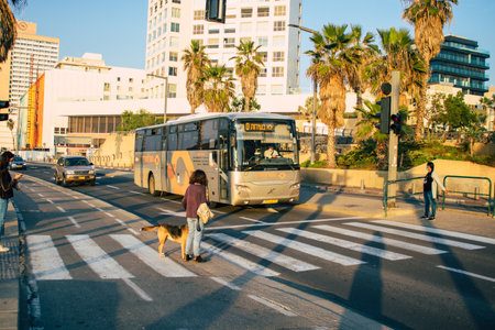 Tel Aviv Israel January 05, 2021 View of unidentified Israeli people walking in the streets of Tel Aviv during lockdown and Coronavirus outbreak hitting Israelのeditorial素材