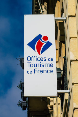 Reims France January 09, 2021 View of commercial sign on the facade of a shop located in Reims, a city in the Grand Est region of France and one of the oldest in Europeのeditorial素材