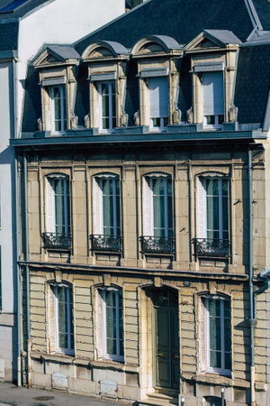 Reims France February 16, 2021 Facade of a historical building located in Reims, a city in the Grand Est region of France and one of the oldest in Europeのeditorial素材