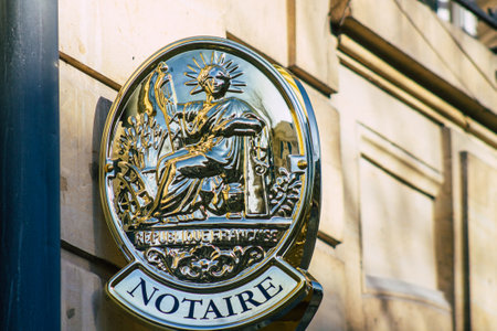 Reims France February 20, 2021 Commercial sign on the facade of a shop located in Reims, a city in the Grand Est region of France and one of the oldest in Europeのeditorial素材