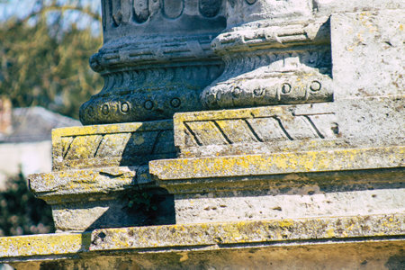 Reims France February 27, 2021 Roman triumphal arch called Mars Gate located in Reims, a city in the...