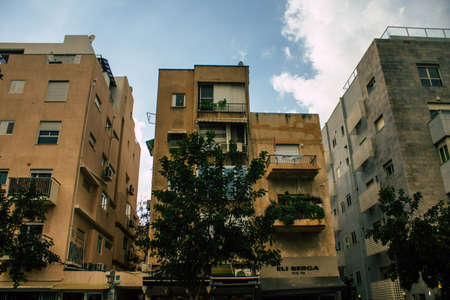 Tel Aviv Israel March 02, 2021 Facade of a building located in the streets of Tel Aviv during the...