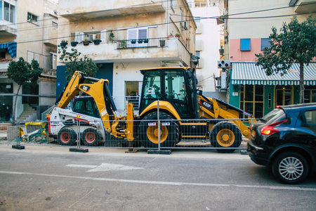 Tel Aviv Israel March 02, 2021 Construction site in the streets of Tel Aviv during the Coronavirus...
