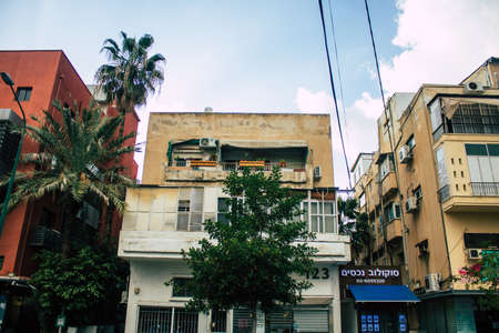 Tel Aviv Israel March 02, 2021 Facade of a building located in the streets of Tel Aviv during the Coronavirus outbreak hitting Israelのeditorial素材