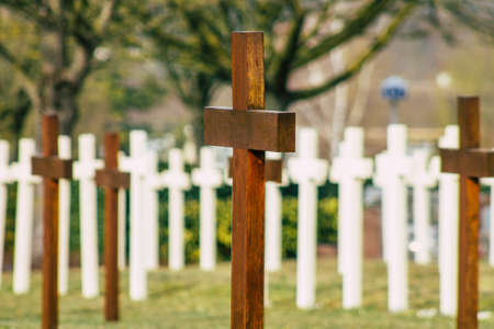 Reims France March 03, 2021 Graves of dead soldiers from the Great war buried in the military square of the cemetery of Reims in Franceのeditorial素材
