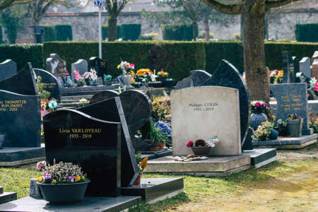 Reims France March 03, 2021 Graves of citizens buried in the cemetery of the city of Reims during...