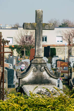 Reims France March 03, 2021 Graves of citizens buried in the cemetery of the city of Reims during the coronavirus epidemic hitting Franceのeditorial素材